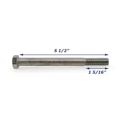 Stainless Steel Trailer Bolt Only 1/2 inch x 5 1/2 inch