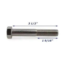 Stainless Steel Trailer Spring Bolt Only 9/16 inch x 3 1/2 inch