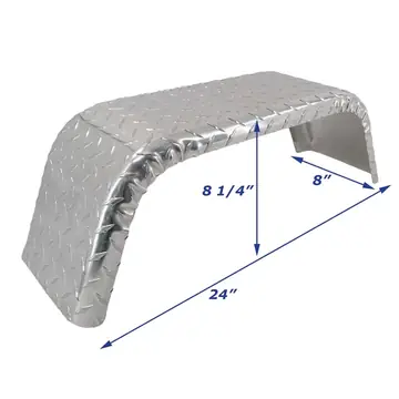 Aluminum Diamond Plate Boat Trailer Fender Single 8 in x 24 in x 8 1/4 in