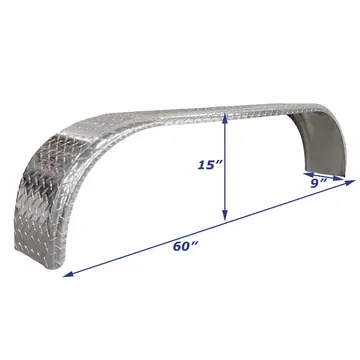 Aluminum Diamond Plate Boat Trailer Fender Tandem Axle 9 in x 60 in x 15 in