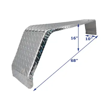 Aluminum Diamond Plate Square Trailer Fender Tandem 10 in x 68 in x 16 in