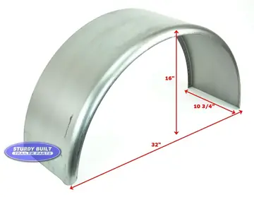 Cold Rolled Steel Utility Trailer Fender Single 10 3/4 in x 32 in x 16 in