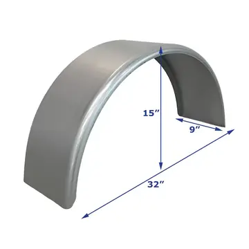 Cold Rolled Steel Trailer Fender Single Axle 9 in x 32 in x 15 in
