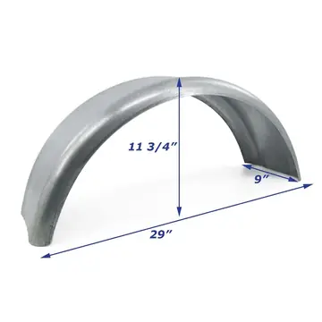 Galvanized Boat Trailer Fender Single Axle 9 in x 29 in x 11 3/4 in