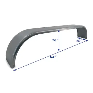 Galvanized Boat Trailer Fender Tandem Axle 10 in x 64 in x 16 in