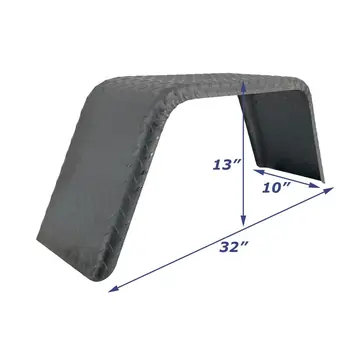 Steel Diamond Plate Utility Trailer Fender Single Axle 10 in x 32 in x 13 in