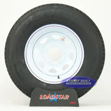ST225/75R15 Trailer Radial Trailer Tire on a 6 Bolt White Spoke Wheel