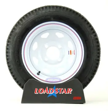 ST 4.80 x 12 Trailer Tire on 4 Bolt White Spoke Wheel LRC 990lb