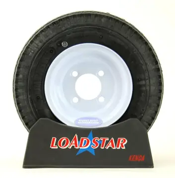ST 4.80 x 8 Trailer Tire on a 4 Bolt White Painted Trailer Wheel