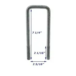 Galvanized Trailer U-Bolt Only 1/2 inch x 2 5/16 inch x 7 1/4 inch