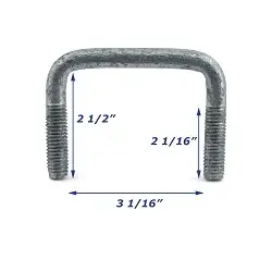 Galvanized Trailer U-Bolt Only 1/2 inch x 3 1/16 inch x 2 1/2 inch