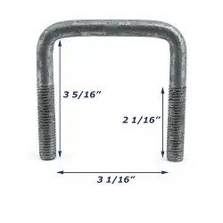 Galvanized Trailer U-Bolt Only 1/2 inch x 3 1/16 inch x 3 5/16 inch