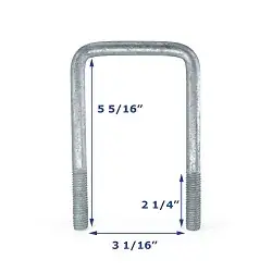 Galvanized Trailer U-Bolt Only 1/2 inch x 3 inch x 5 5/16 inch