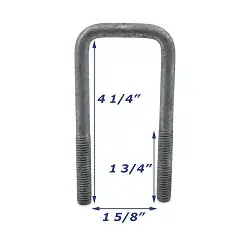 Galvanized Trailer U-Bolt Only 3/8 inch x 1 5/8 inch x 4 1/4 inch