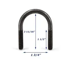 Stainless Steel Round Trailer U-Bolt Only 3/8 inch x 1 3/4 inch x 2 11/16 inch