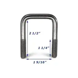 Stainless Steel Trailer U-Bolt Only 3/8 inch x 1 9/16 inch x 2 1/2 inch
