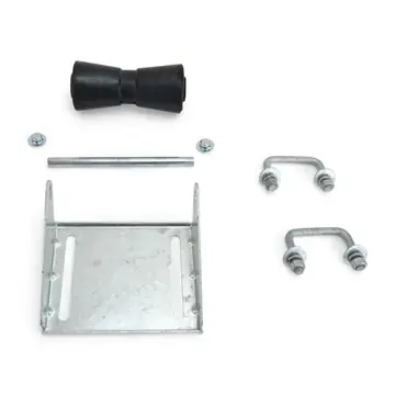 8 inch Black Rubber Boat Trailer Keel Roller and Bracket Kit for 3x3 Cross Members