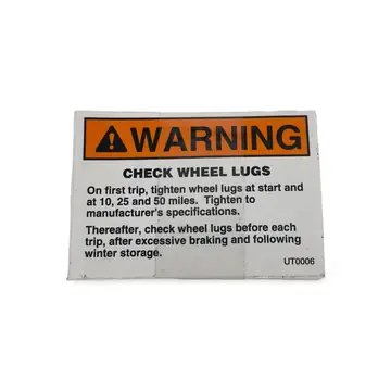 Warning Label - Check Wheel Lugs (Pack of 100)