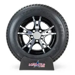 Trailer Tire ST205/75D14 Bias Ply on Aluminum Black Spider Wheel 5 Lug