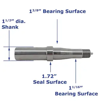 Trailer Spindle for 3,500 lb #84 Axle Weld On 1 1/2 inch Round with Accu-Lube Fitting