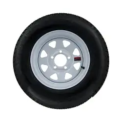 Eco-Trail ST175/80D13 Load Range C Trailer Tire on White Painted 5 Bolt Wheel