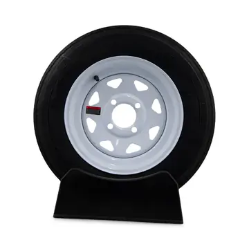 Eco-Trail ST 5.30-12 Load Range C Trailer Tire on White Painted 4 Bolt Wheel