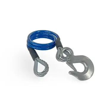 Single Blue Vinyl Clevis Hook Trailer Safety Cable 42 inches 7,000lb (Rated 14,000 per Pair)