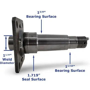 Replacement #84 Spindle for Galvanized Knott Brand Trailer Spring Axles