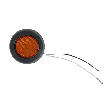 LED Side Marker Trailer Light, Grommet and Wiring Amber 2 inch Round 2 Prong Mount