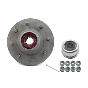 Boxed Complete Pre-Greased Trailer Hub Kit Galvanized 8 Lug for 7000 lb Trailer Axle