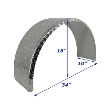 Aluminum Diamond Plate Single Axle Enclosed Trailer Fender 10 in x 34 1/2 in x 18 in