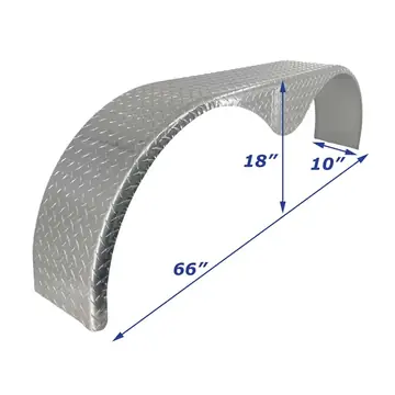 Tandem Axle Tear Drop Aluminum Diamond Plate Enclosed Trailer Fender 10 in x 66 in x 18 in