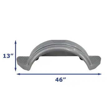 Silver Plastic Trailer Fender for Boat Trailer Single Axle 10 in x 46 in x 13 in